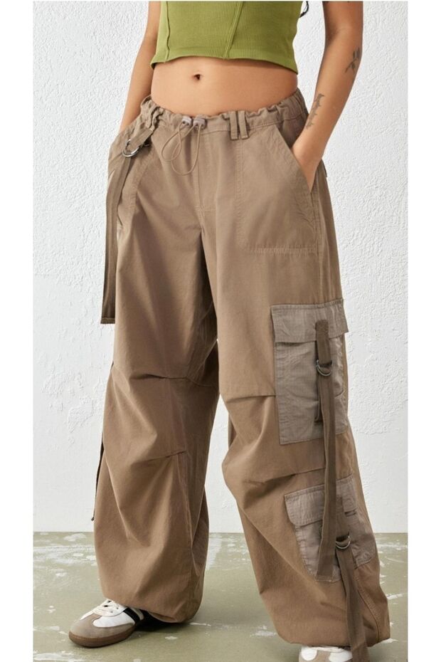 Voli Best Brown Color Fringed Cargo Pants