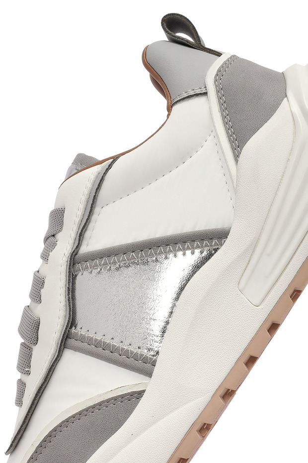 ACBC x DERİMOD Kadın Gri Kalın Tabanlı Bağcıklı Kumaş Sneaker 25SFD43566F - 8