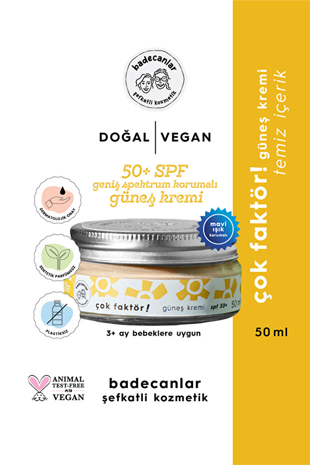 Natural 50 Factor Protection Sunscreen (Vegan, Mineral Base, Anti-Stain) 50ml