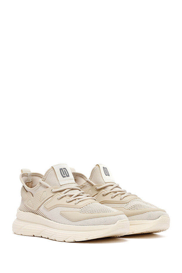 Zero Erkek Bej Bağcıklı Kalın Tabanlı Kumaş Sneaker 25SFD69426F - 3