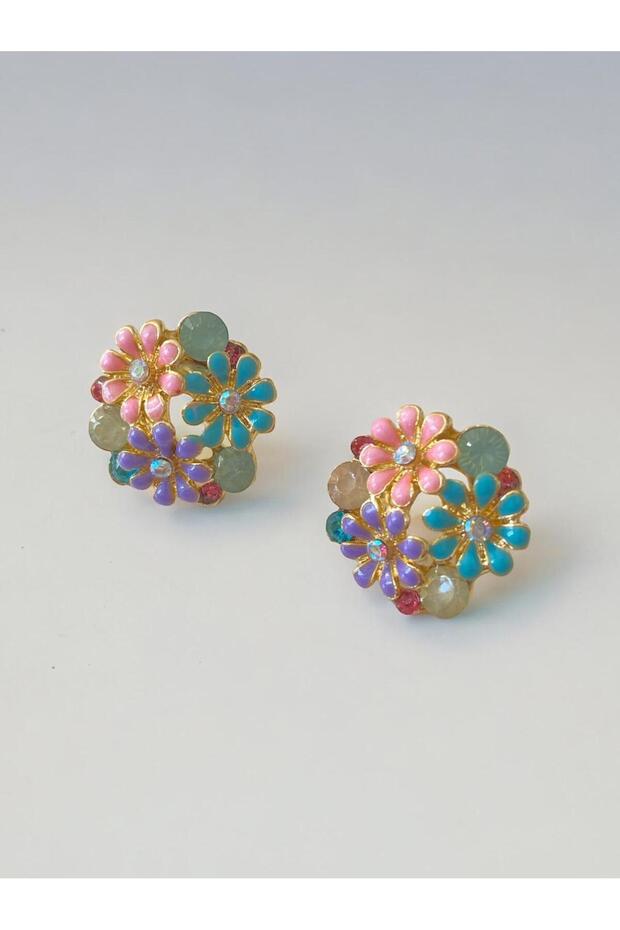 Çiçek Mineli Tarz Kadın Küpe - 3