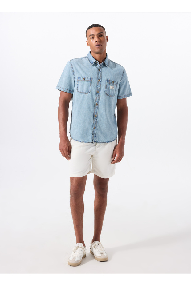 Renksiz Erkek Regular Fit Desenli Denim Gömlek M5gh09d5ny1gjer Gj Regular Ss Dnm - 4