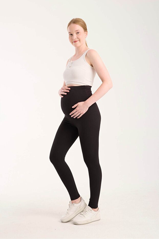 Téli polár bordázott szövet, állítható, magas derekú, rugalmas, feszesítő és szűkítő kismama harisnya - 2