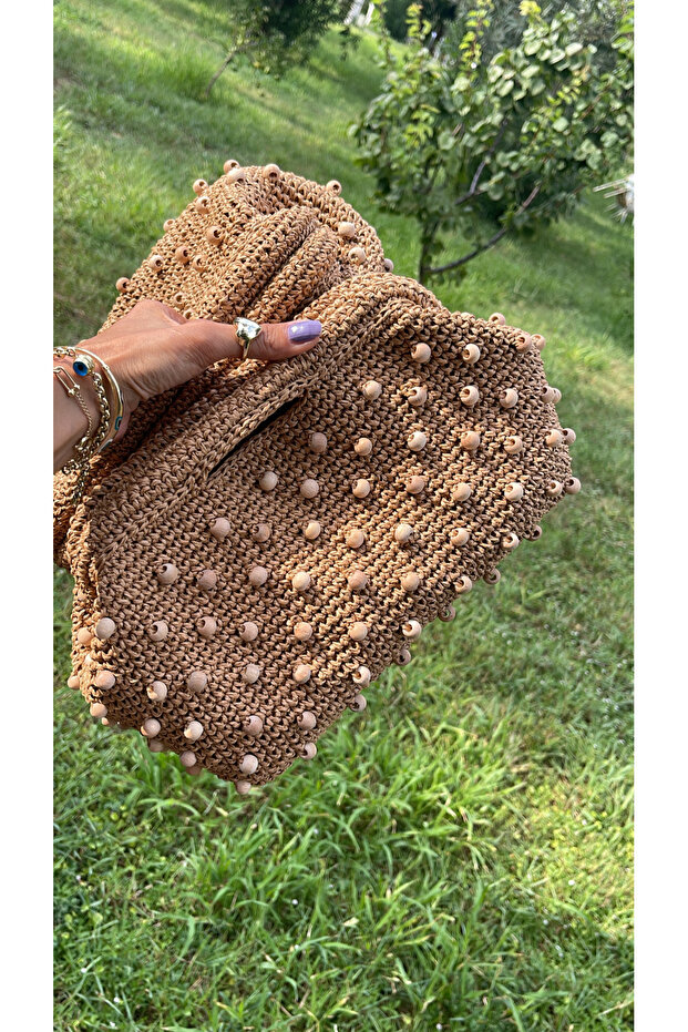 Handmade Wooden Beaded Clutch Handbag