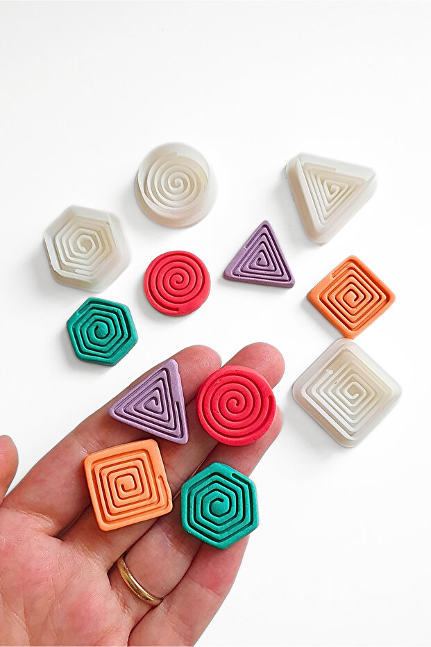 مجموعة قوالب لب سيراميك صغيرة من طين البوليمر بنمط حلزوني 2 - 2,3 سم - 3