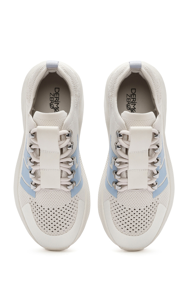 Zero Kadın Gri Kalın Tabanlı Bağcıklı Kumaş Sneaker 25SFD43166F - 7
