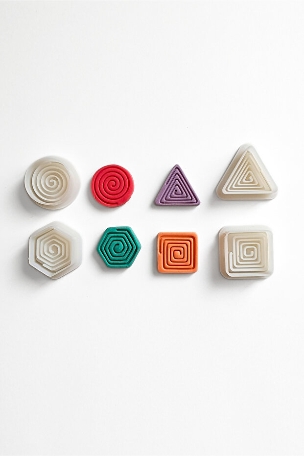 مجموعة قوالب لب سيراميك صغيرة من طين البوليمر بنمط حلزوني 2 - 2,3 سم - 4