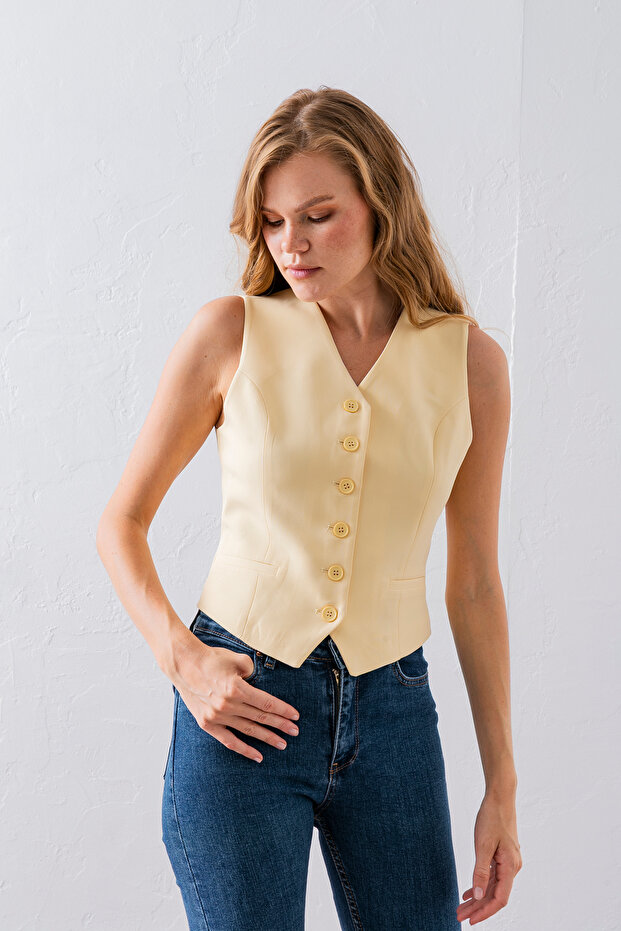 Sarı Kadın Yelek - 6