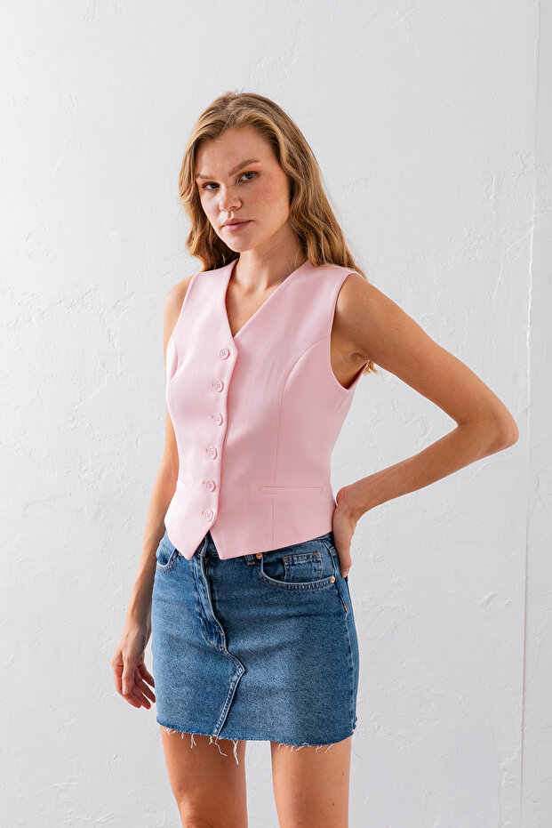 Pembe Kadın Yelek - 3
