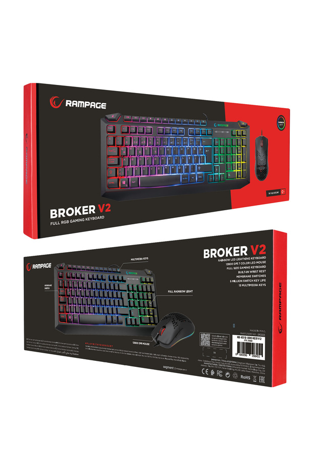 KB-R310 BROKER V2 Siyah Usb Gökkuşağı Zemin Aydınlatmalı 12800 DPI Oyuncu Klavye + Mouse Set - 8