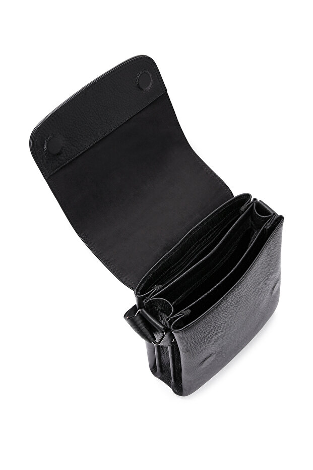 Erkek Siyah Deri Postacı Çantası 22WBD3502FT - 7