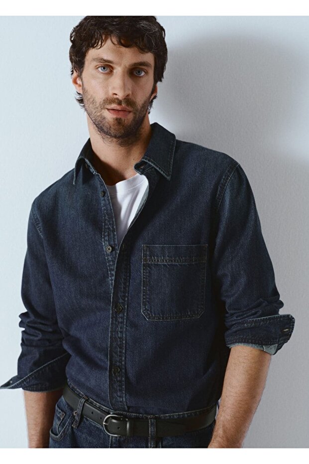 Cepli denim gömlek ceket - 5