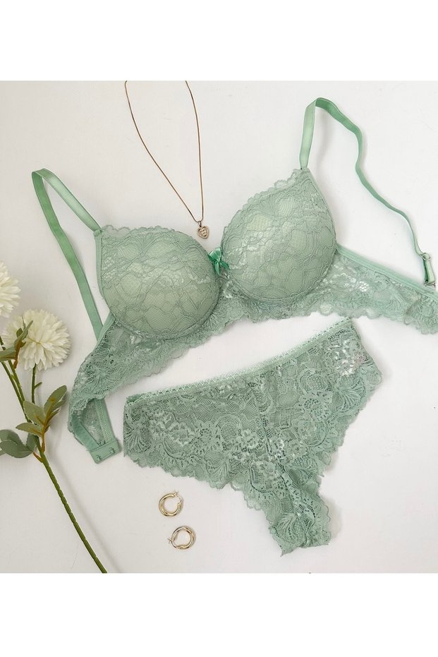 Lace Padded Bra Kilot Suit