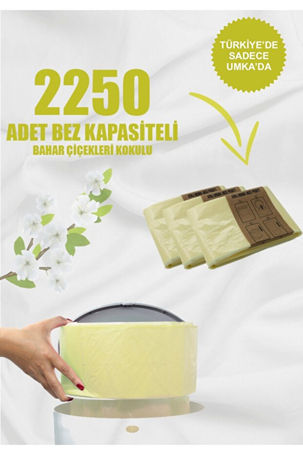 16lt Uyumlu 3 Paket - 2250 Adet Bez Kapasiteli Bahar Çiçekleri Kokulu Yerli Çöp Poşeti - 1