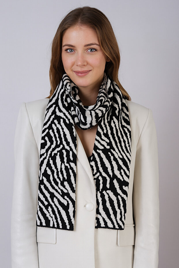 Zebra Desenli Triko Atkı - 1