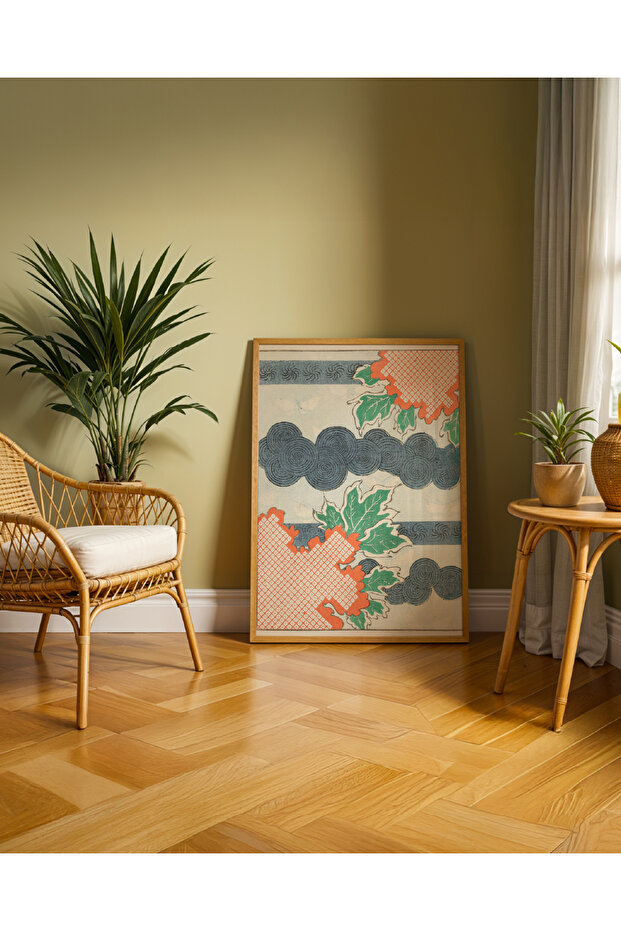 Cloud Pattern Illustration Poster - Doğal Ahşap Çerçeveli Tablo - Curated By Push - 3