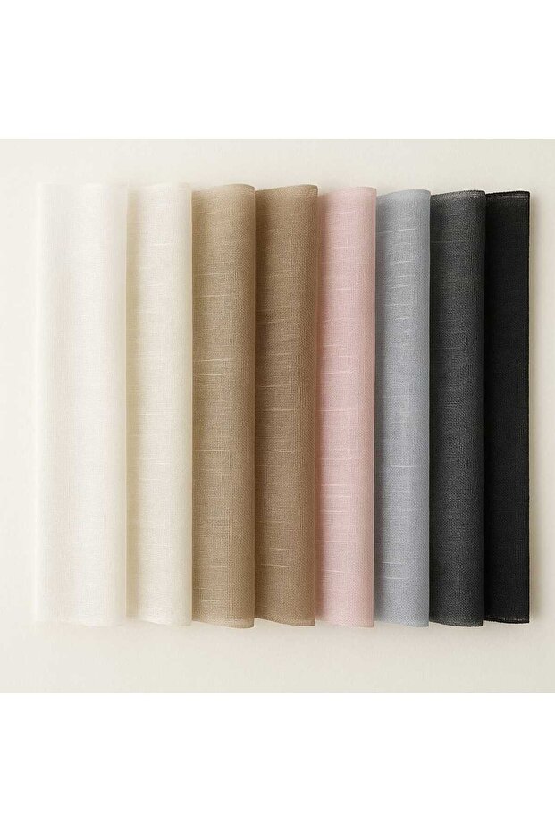 Ince Krem Keten Katlamalı Perde - 4