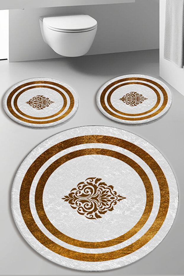 Banyo Paspas Seti Şerit Damask Model - 3