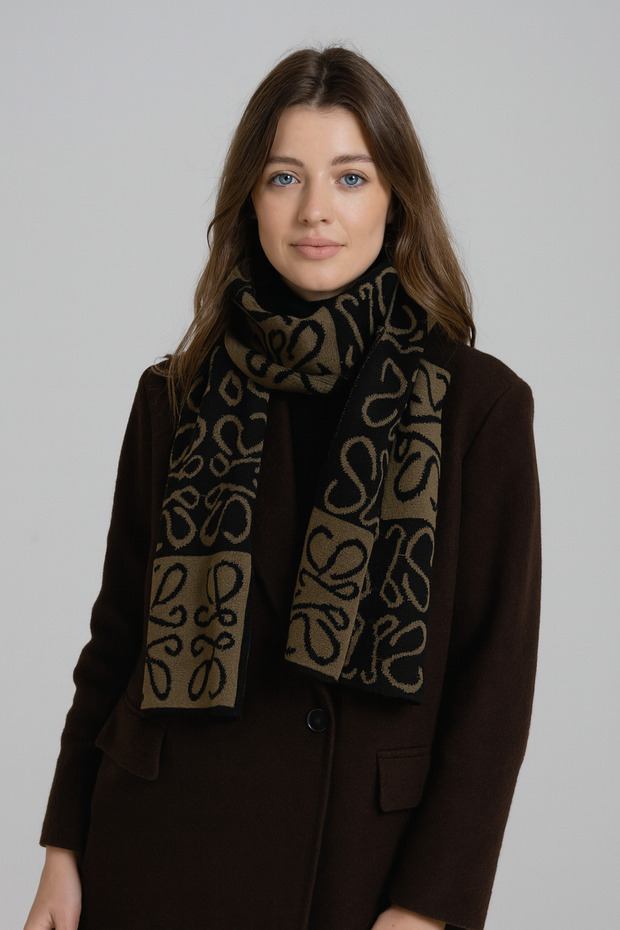 Desenli Triko Atkı - 1