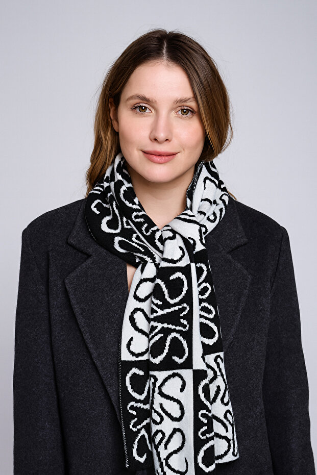 Desenli Triko Atkı - 1