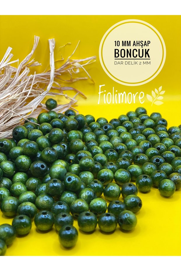 10 mm Khaki Green Wooden Beads (50 Grams 114 Pieces) Narrow Hole Diameter 2 mm Macrame Bag Bracelet Jewelry