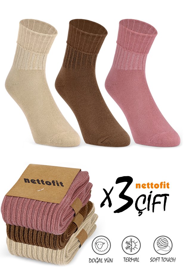 3-Piece Winter Women's Wool Sleeping Socks Soft Touch
