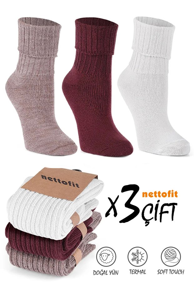 3 Pairs of Wool Socks – Women's Winter Home Socks