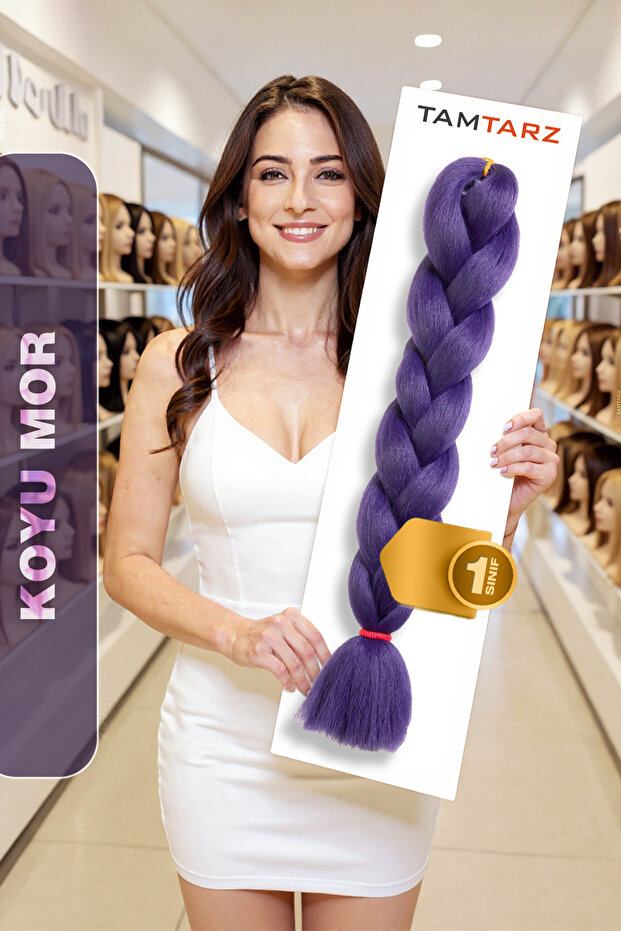 TAM TARZ Afrika Örgüsü Rasta Ve Box Braid için Fiber Sentetik Saç (Renk Kodu Purple3) Koyu Mor