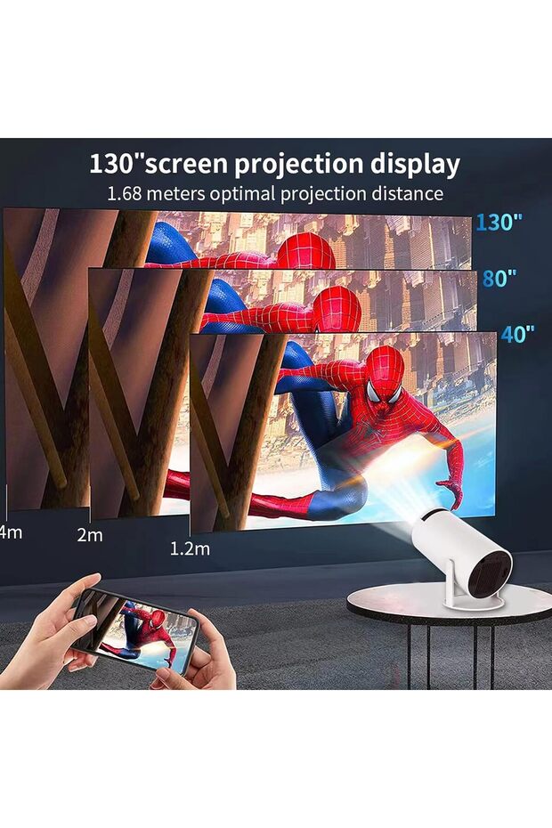 Portable 1080P Projector with Android 11, 5G WiFi, Bluetooth, 4K Support & 130" Display - 5