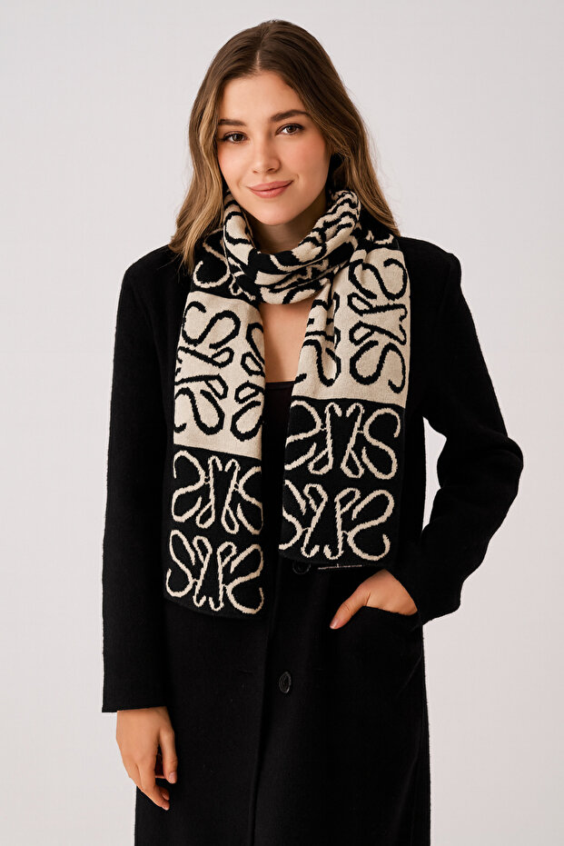 Desenli Triko Atkı - 2