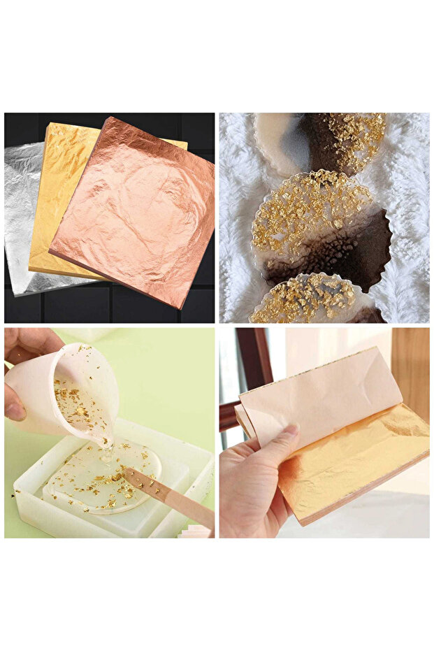 Epoksi Yaprak Varak Altın Hobi Ahşap Yaprak Varak Gold - 5 Sayfa - 2