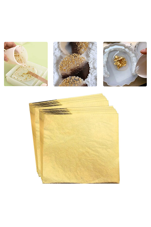 Epoksi Yaprak Varak Altın Hobi Ahşap Yaprak Varak Gold - 5 Sayfa - 1