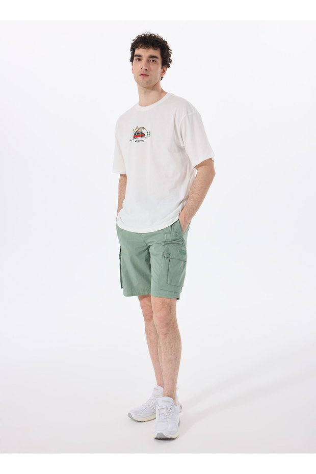 D5SM-SHT3820 Açık Haki Normal Bel Relaxed Düz Erkek Şort - 1