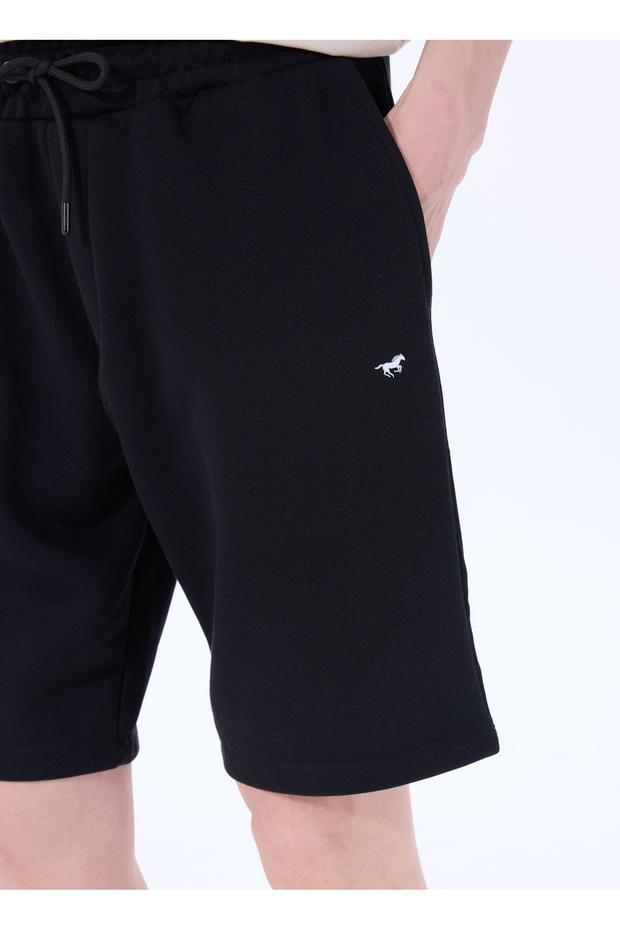 Siyah Erkek Lastikli Bel Basic Fit Sweat Şort M5SM-SRT1113 - 4