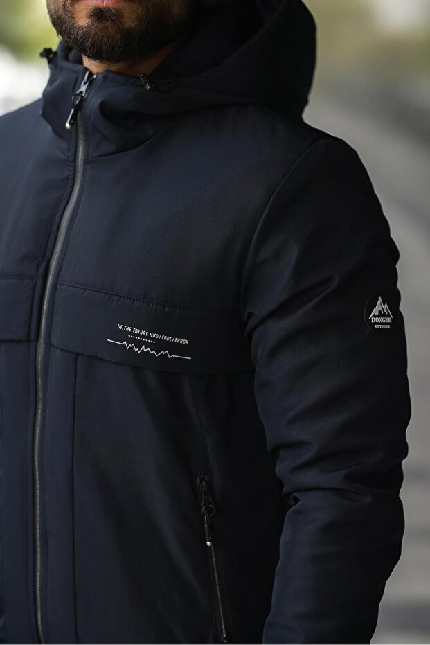 Çıkarılabilir kapüşonlu kürklü kışlık mont - 5