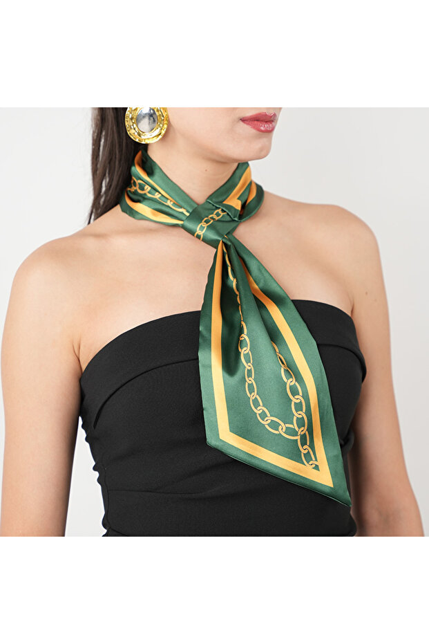 Green Chain Patterned Tie Scarf