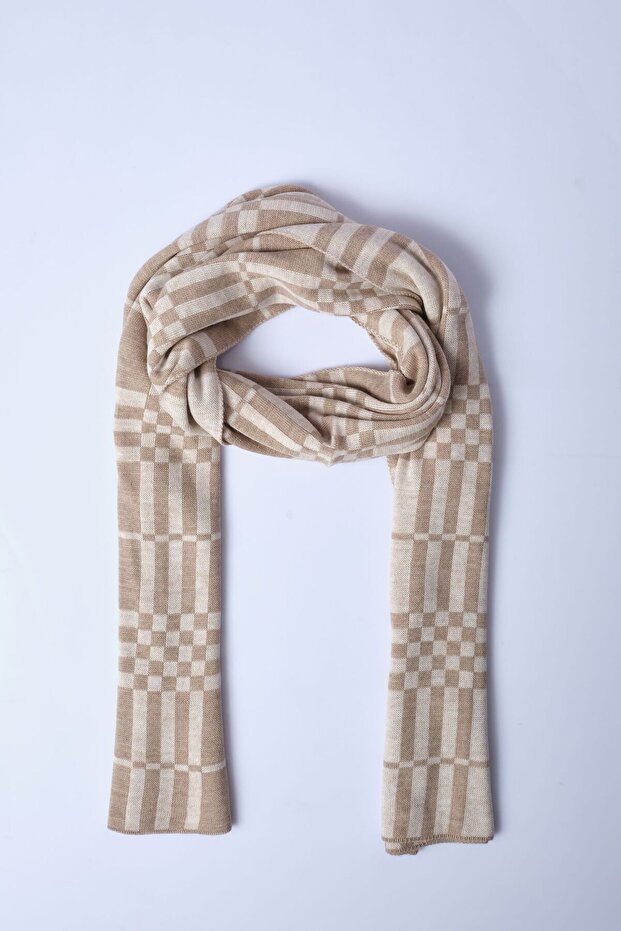 Kareli Triko Örme Atkı - 4