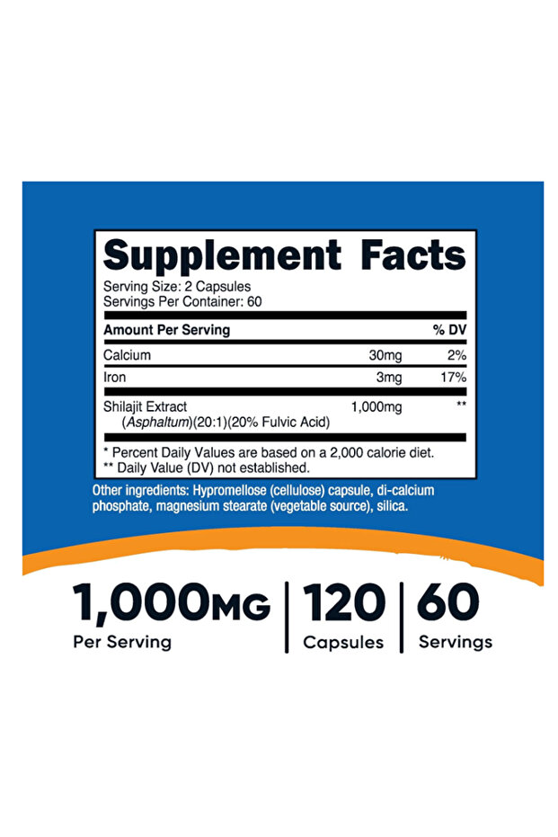 Shilajit (1,000 mg Shilajit Per Serving), 120 Capsul..ABD MENŞEİ.4137 - 2