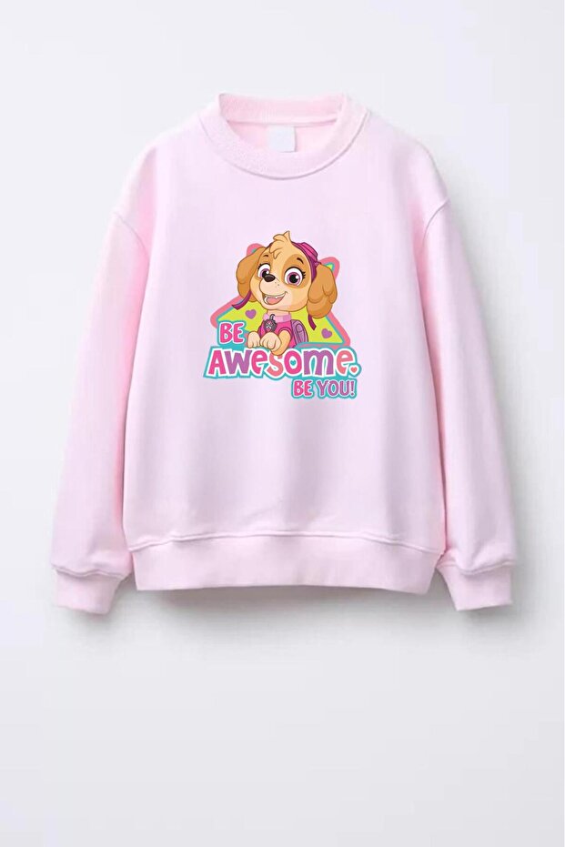 Girl's Paw Patrol Printed 3 Yarn Fabric Cotton Sweatshirt