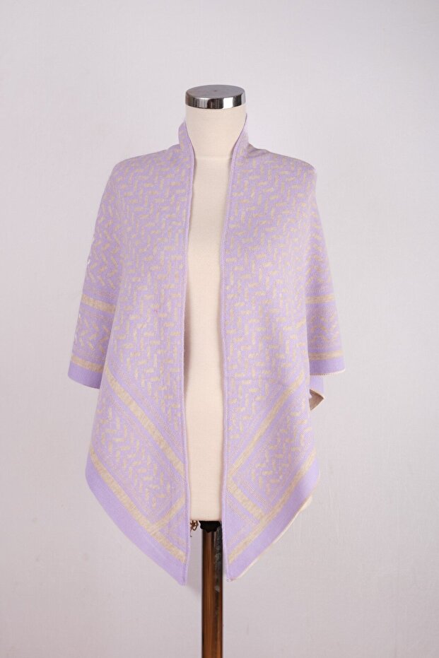 Desenli Triko Üçgen Şal - 3