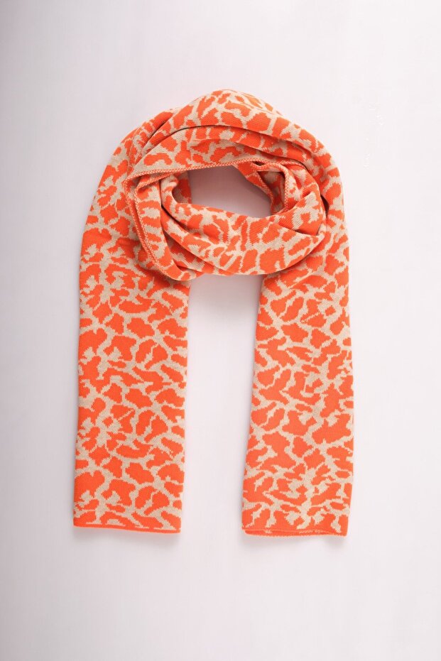 Leopar Desenli Triko Atkı - 3