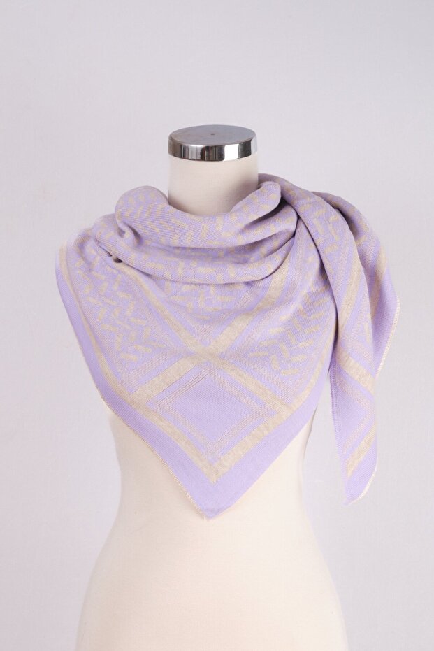 Desenli Triko Üçgen Şal - 5