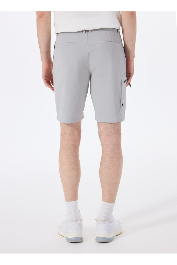 D5SM-SHT3898 Gri Lastikli Bel Relaxed Düz Erkek Şort - 6