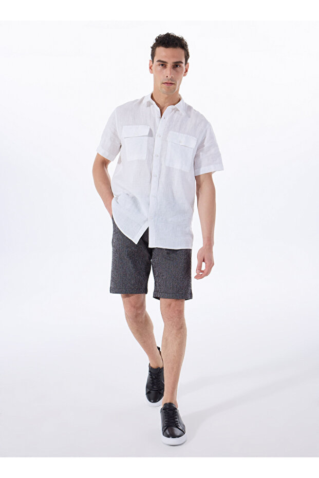 Bağlamalı Bel Basic Siyah Erkek Bermuda Şort FABRESA - 1