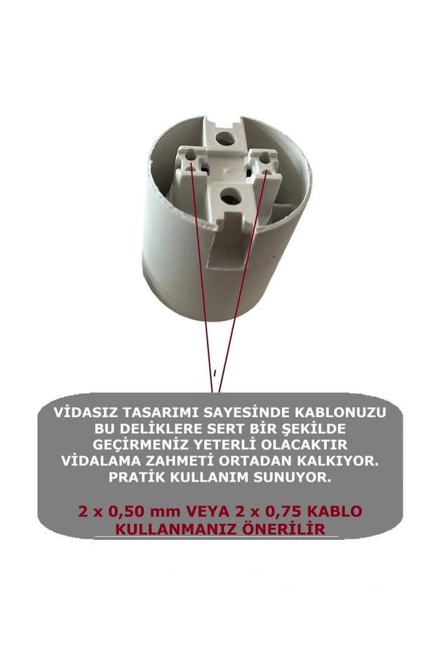 E27 Duy Geçmeli Yarım Diş Avize, Abajur, Lambader Duyu Halkalı - Bakalit Siyah (250V-4A) 5 Adet - 4