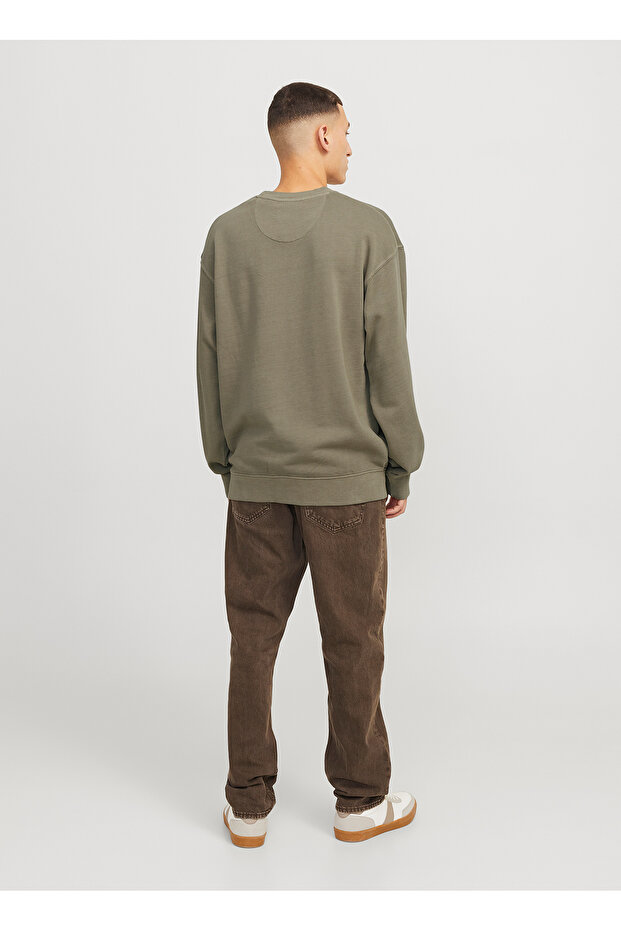 Crew Neck Green Men's Sweatshirt 12268273_Jjecharge Faded Sweat Crew - 5