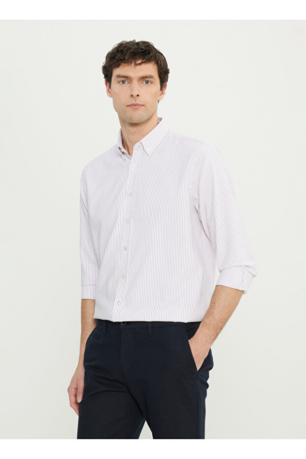 Altınyıldız Classics Comfort Fit Buttoned Collar Claret Red Men's Shirt Ace020252022_Brd