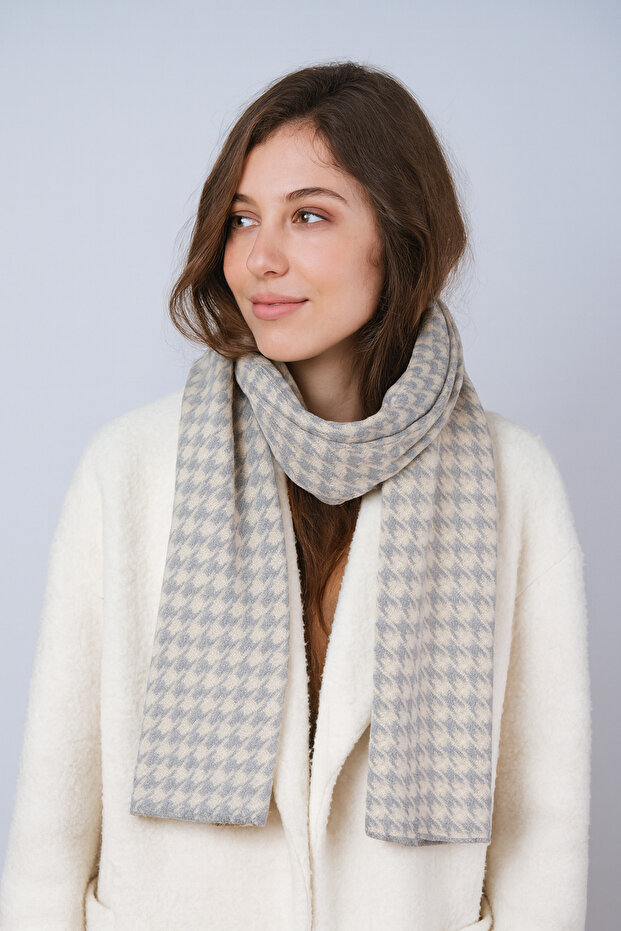 وشاح تريكو منقوش بنقشة Houndstooth - 2