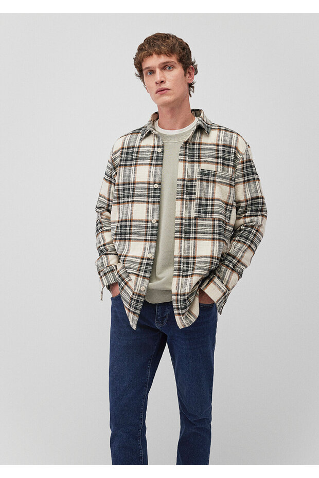 Kareli Bej Gömlek Regular Fit / Normal Kesim 0211261-88662 - 3