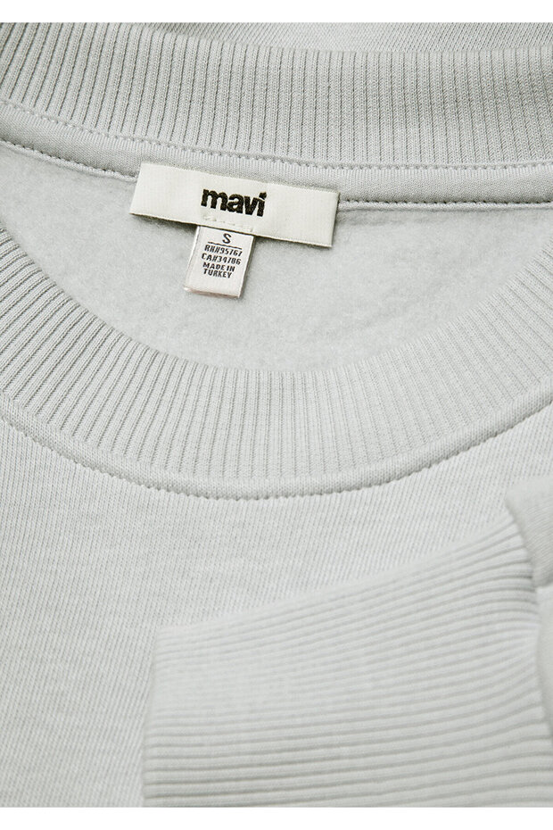 Bisiklet Yaka Gri Basic Sweatshirt 1611770-70074 - 6